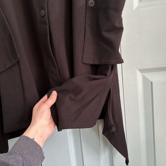 Focus Casual Life Womens Button Front Collared Tunic Top XL Black - Picture 7 of 12